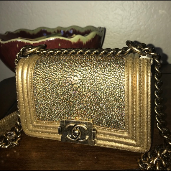 Chanel Gold Stingray Mini Boy Bag - Picture 1 of 8